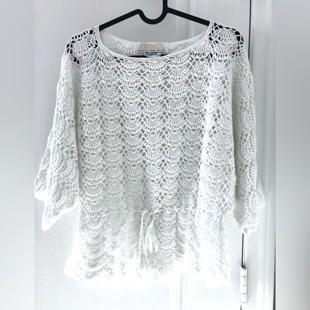 NWOT 100% Cotton Shell White Crochet Women Top
